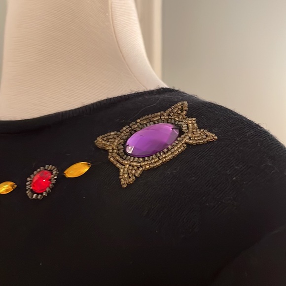 Black Dressy Dress with Jewels and sexy Back Deep V• Great For Holiday - Picture 14 of 16